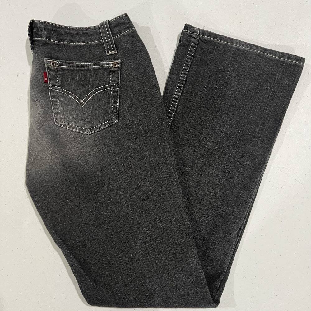 Y2K Levis 520 Too Superlow Stretch Boot Cut Flare Jeans Size 7jr Black Washed